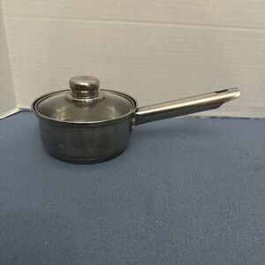 Chefmate Premium Cookware Silver 1/2 Qt Sauce Pan w/Glass Lid